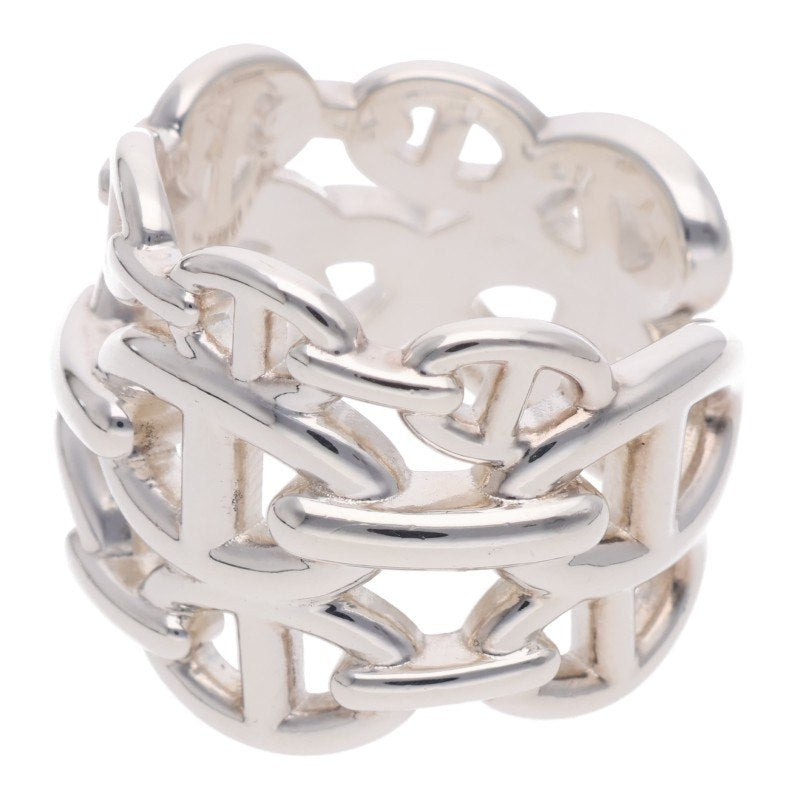 HERMES Chaine d'Ancre Enchainee GM Silver Ring Size 57