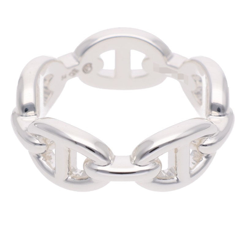 HERMES Chaine d'Ancre Enchainee PM Silver Ring Size 54