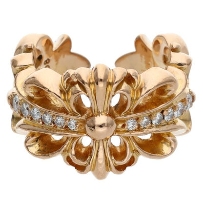 Chrome Hearts 22K Double Floral Cross Diamond Ring Size 10.5