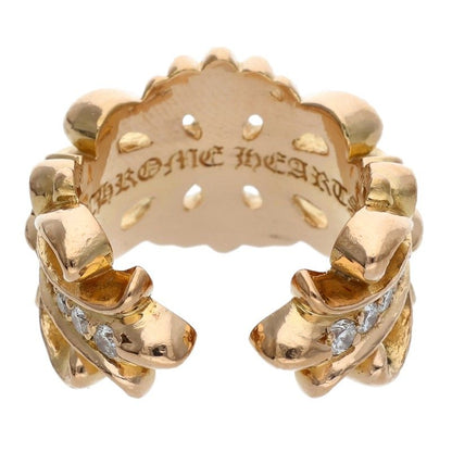 Chrome Hearts 22K Double Floral Cross Diamond Ring Size 10.5