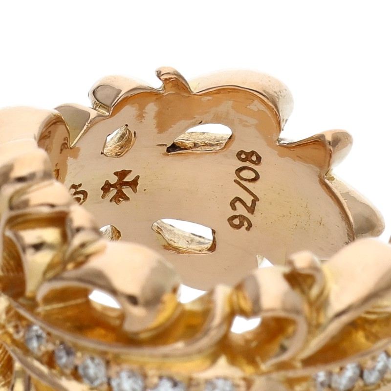 Chrome Hearts 22K Double Floral Cross Diamond Ring Size 10.5