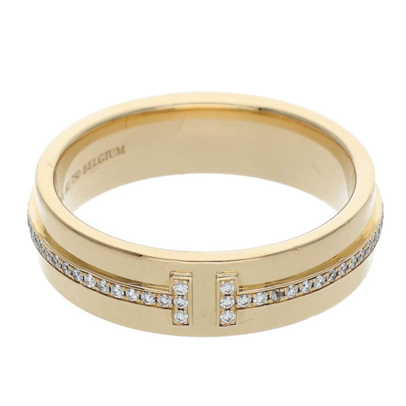 TIFFANY&Co. Tiffany T K18YG Wide Diamond Ring Size JP 15