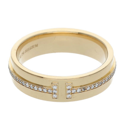 TIFFANY&Co. Tiffany T K18YG Wide Diamond Ring Size JP 15