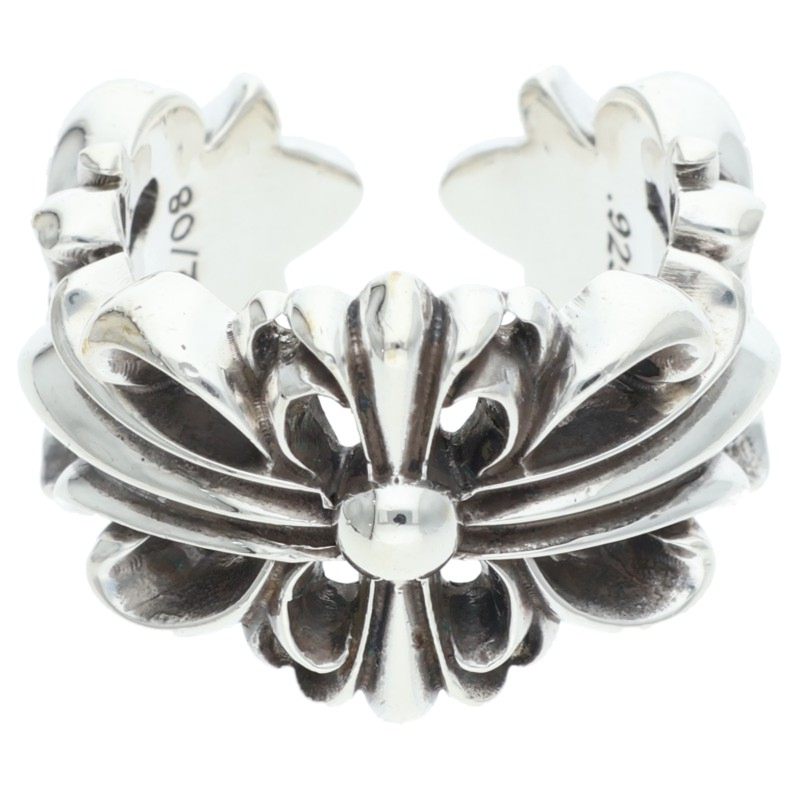 Chrome Hearts DBL FLRL CRS Double Ring 925 Size JP 13.5