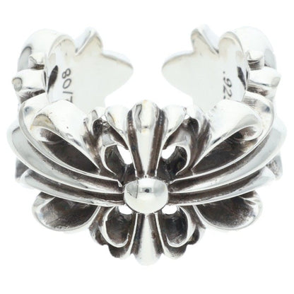 Chrome Hearts DBL FLRL CRS Double Ring 925 Size JP 13.5