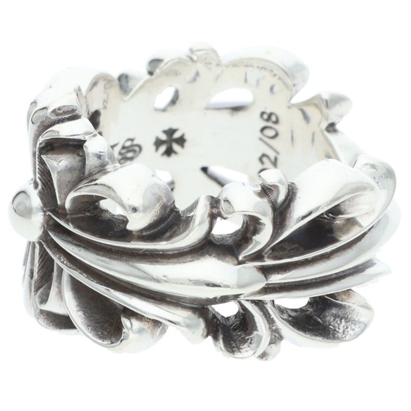 Chrome Hearts DBL FLRL CRS Double Ring 925 Size JP 13.5