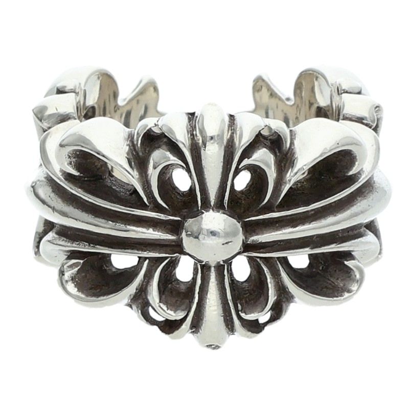 Chrome Hearts DBL FLRL CRS Silver Ring Size JP 13.5