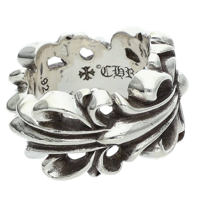 Chrome Hearts DBL FLRL CRS Silver Ring Size JP 13.5