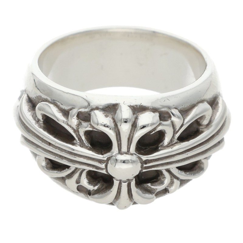 Chrome Hearts FLRL CRS Floral Cross Silver Ring Size JP 18
