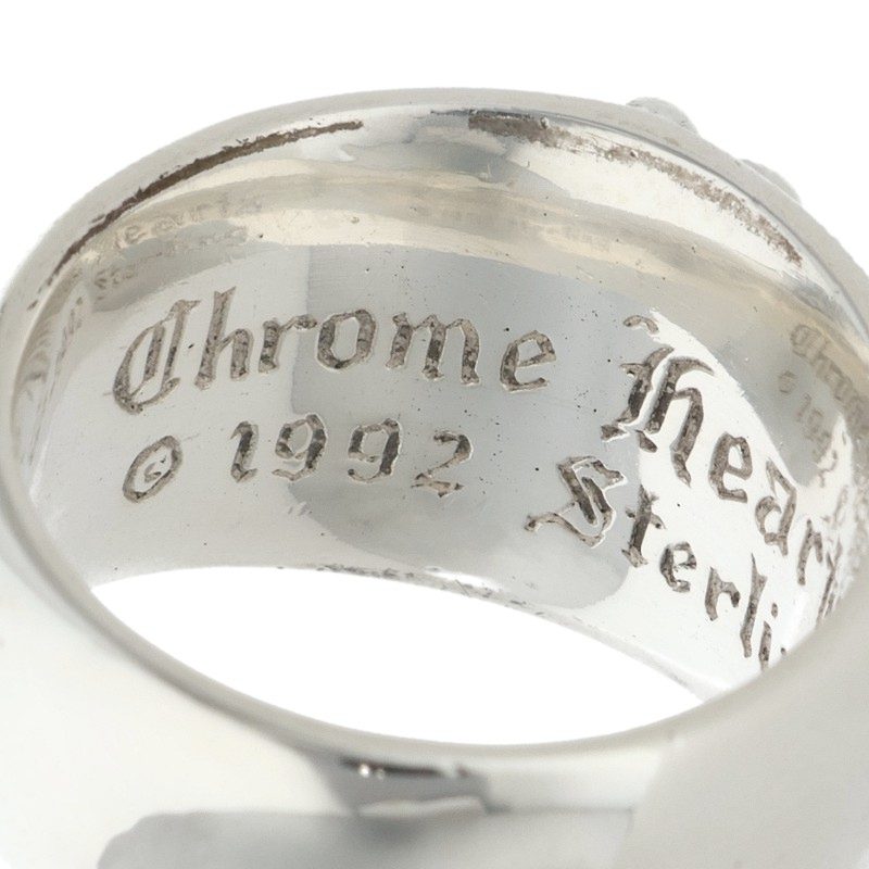 Chrome Hearts FLRL CRS Floral Cross Silver Ring Size JP 18