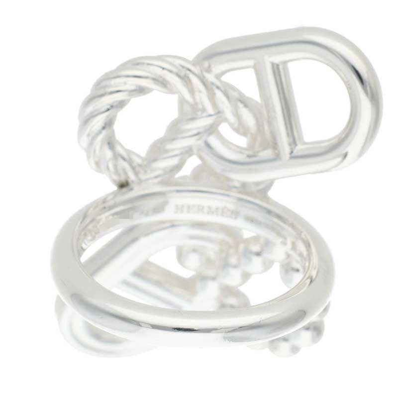 HERMES Chaine d'Ancre Alea II Silver Ring Size JP 13