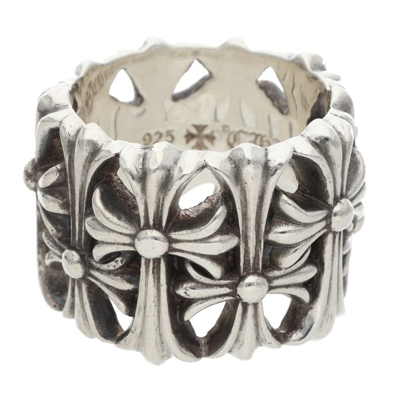 Chrome Hearts 925 Silver Cemetery Cross Ring Size JP 25