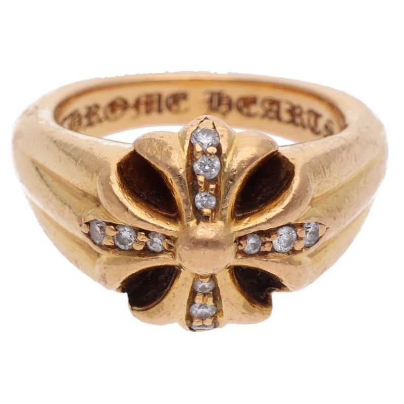 Chrome Hearts 22K Small Cutout CH Diamond Ring Size JP 14