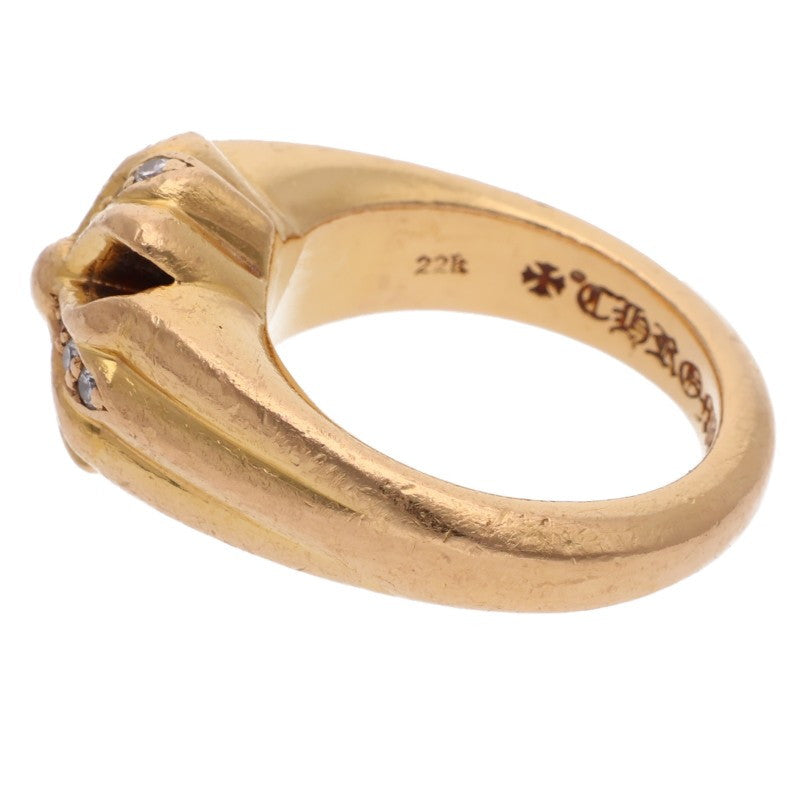 Chrome Hearts 22K Small Cutout CH Diamond Ring Size JP 14