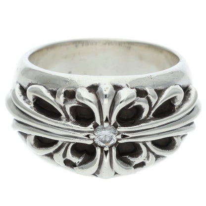 Chrome Hearts Floral Cross 1 Diamond Ring Silver Size JP 18