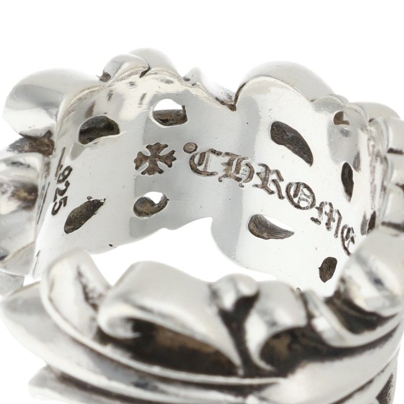 Chrome Hearts DBL FLRL CRS Silver Ring Size JP 17