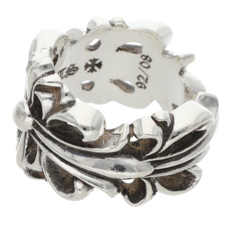 Chrome Hearts DBL FLRL CRS Silver Ring Size JP 17