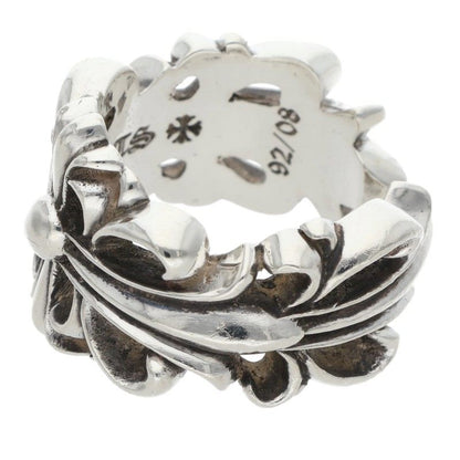 Chrome Hearts DBL FLRL CRS Silver Ring Size JP 17