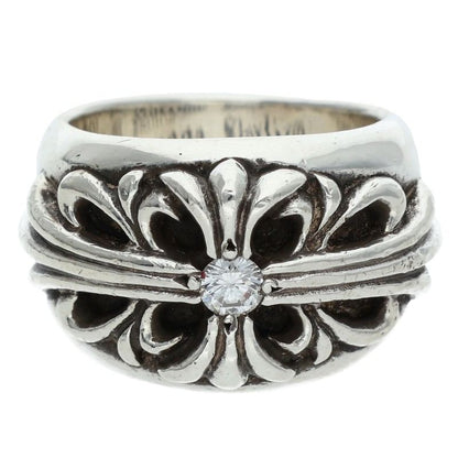 Chrome Hearts Floral Cross 1 Diamond Ring Silver Size JP 9