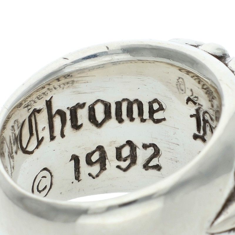 Chrome Hearts Floral Cross 1 Diamond Ring Silver Size JP 9