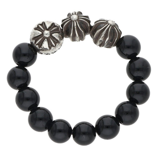 Chrome Hearts BEAD RING Silver & Black Bead Ring Size JP 11