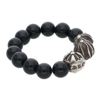Chrome Hearts BEAD RING Silver & Black Bead Ring Size JP 11