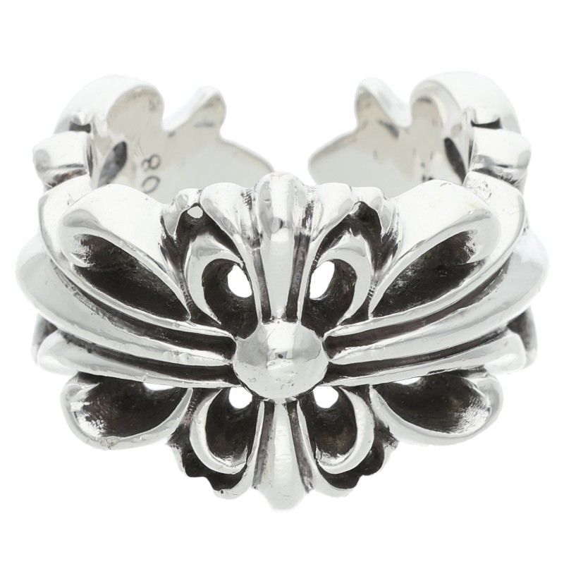 Chrome Hearts DBL FLRL CRS Silver Ring Size JP 10.5