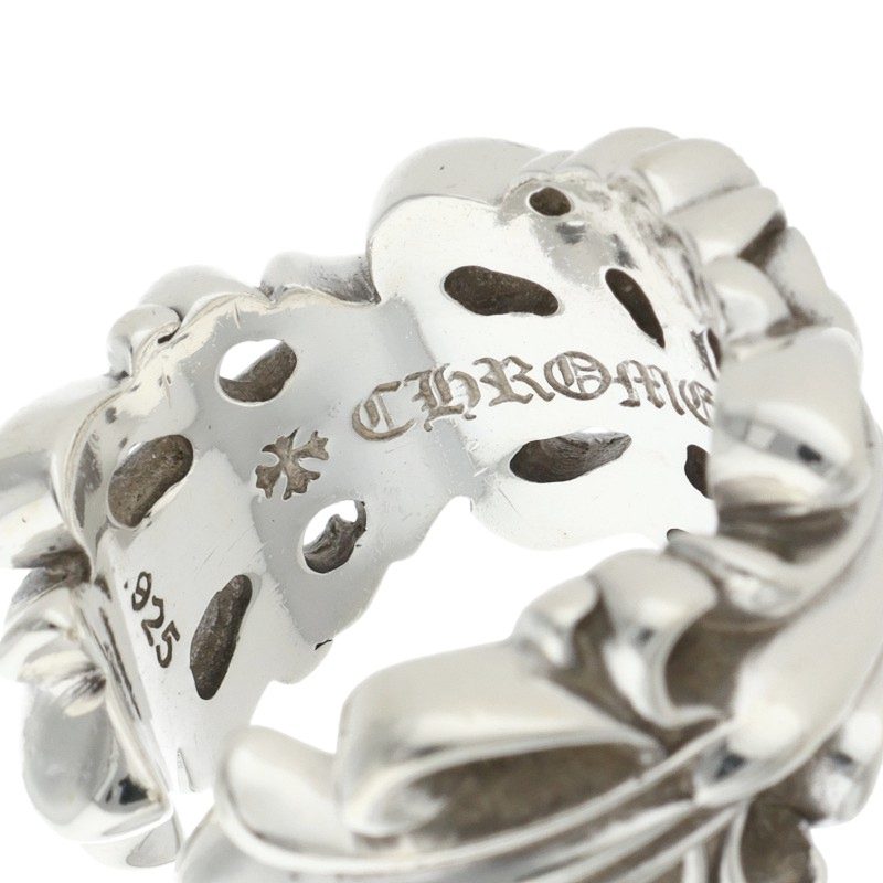 Chrome Hearts DBL FLRL CRS Silver Ring 925 Size JP 18.5