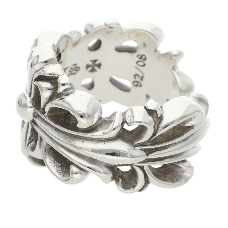 Chrome Hearts DBL FLRL CRS Silver Ring 925 Size JP 18.5
