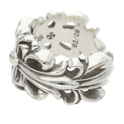Chrome Hearts DBL FLRL CRS Silver Ring 925 Size JP 18.5