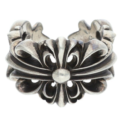 Chrome Hearts DBL FLRL CRS Double Ring Silver Size JP 16.5
