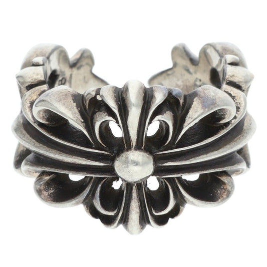 Chrome Hearts DBL FLRL CRS Double Ring Silver Size JP 16.5