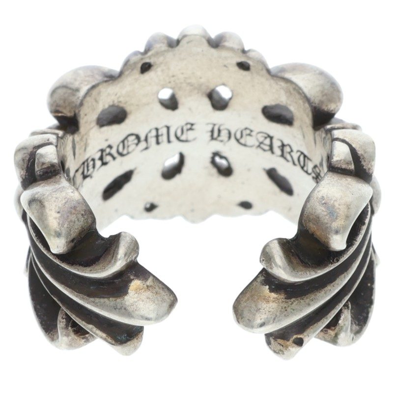 Chrome Hearts DBL FLRL CRS Double Ring Silver Size JP 16.5