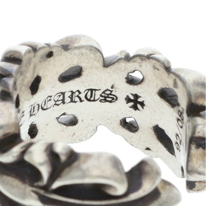 Chrome Hearts DBL FLRL CRS Double Ring Silver Size JP 16.5