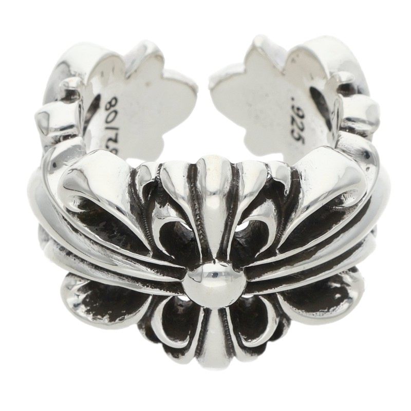 Chrome Hearts DBL FLRL CRS Silver Ring 925 Size JP 10.5