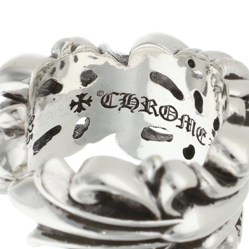 Chrome Hearts DBL FLRL CRS Silver Ring 925 Size JP 10.5