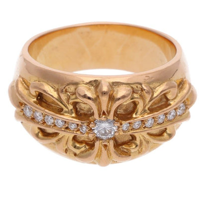 Chrome Hearts 22K Floral Cross Pave Diamond Ring Size JP 21