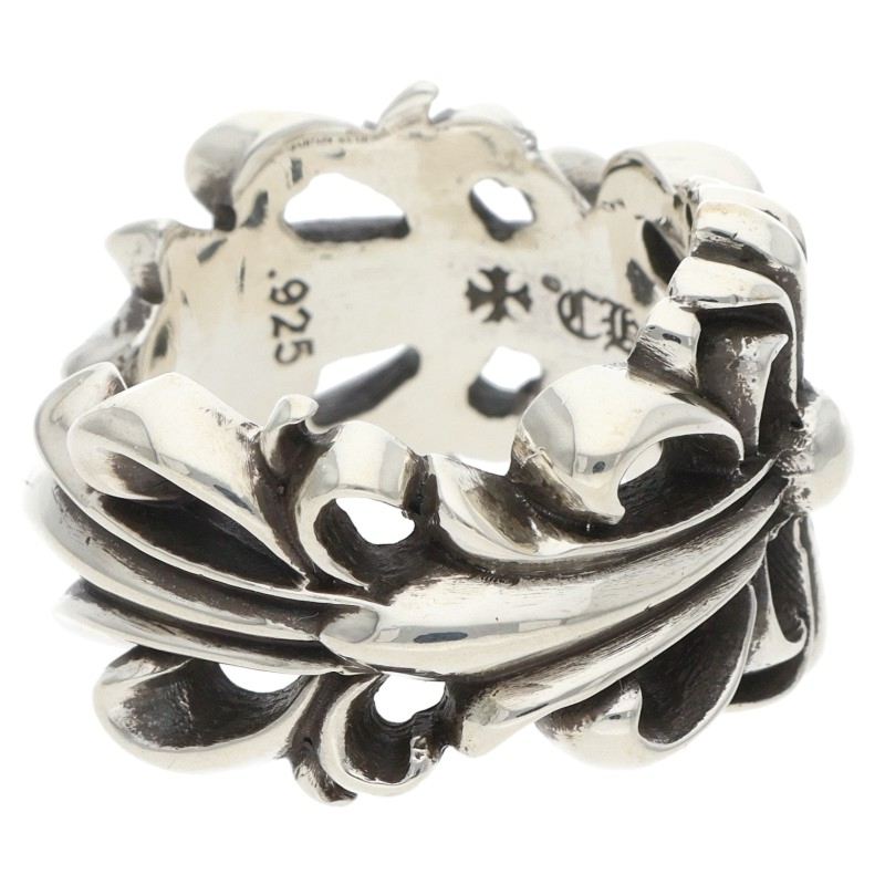 Chrome Hearts DBL FLRL CRS Silver Ring 925 Size JP 11