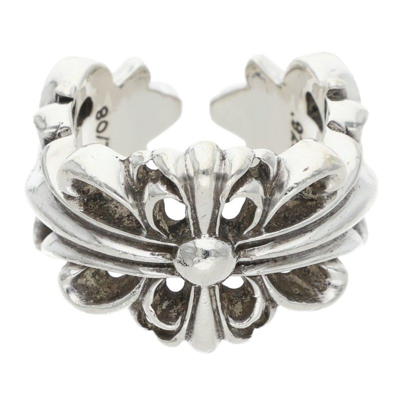 Chrome Hearts DBL FLRL CRS Silver Ring 925 Size JP 11