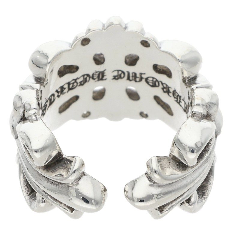 Chrome Hearts DBL FLRL CRS Silver Ring 925 Size JP 11