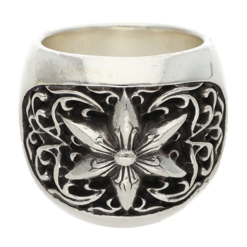 Chrome Hearts Classic Oval Star Silver Ring Size JP 19