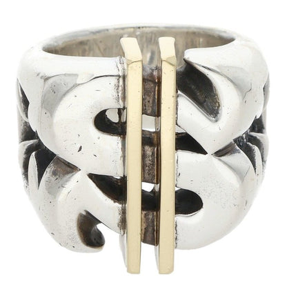 Bill Wall Leather Silver 18K Gold Dollar Ring Size JP 20