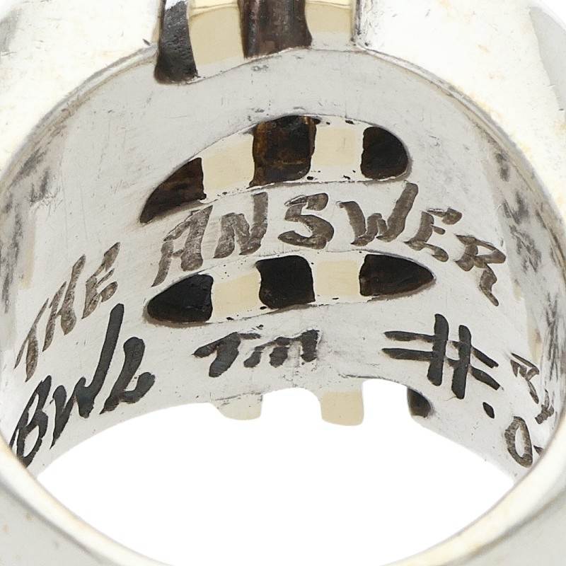 Bill Wall Leather Silver 18K Gold Dollar Ring Size JP 20