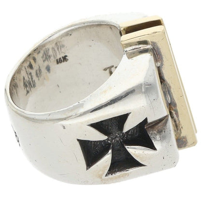 Bill Wall Leather Silver 18K Gold Dollar Ring Size JP 20
