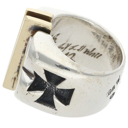 Bill Wall Leather Silver 18K Gold Dollar Ring Size JP 20