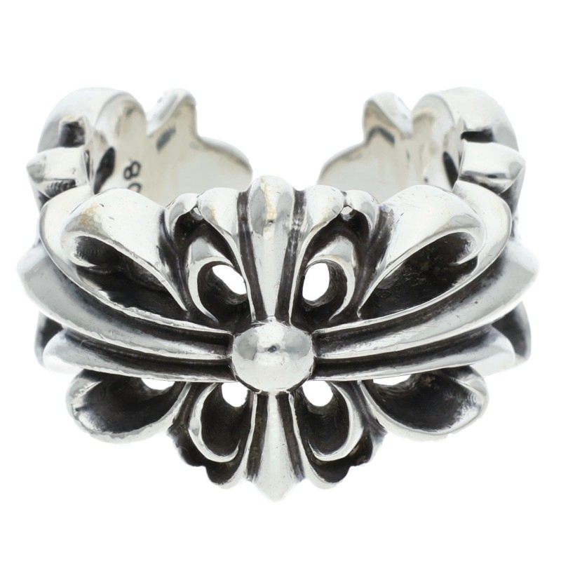 Chrome Hearts DBL FLRL CRS Silver Ring 925 Size JP 12.5
