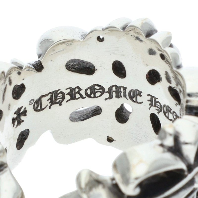 Chrome Hearts DBL FLRL CRS Silver Ring 925 Size JP 12.5