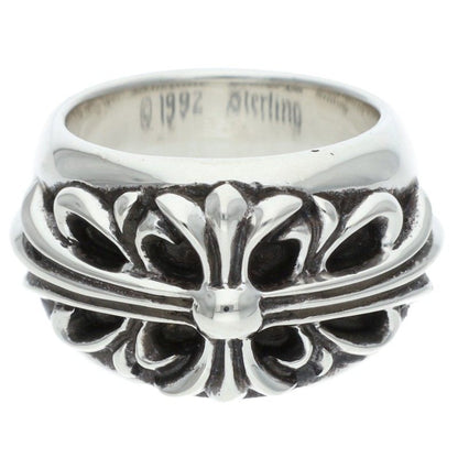 Chrome Hearts FLRL CRS Floral Cross Silver Ring Size JP 9