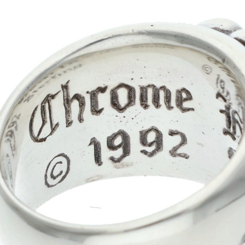 Chrome Hearts FLRL CRS Floral Cross Silver Ring Size JP 9