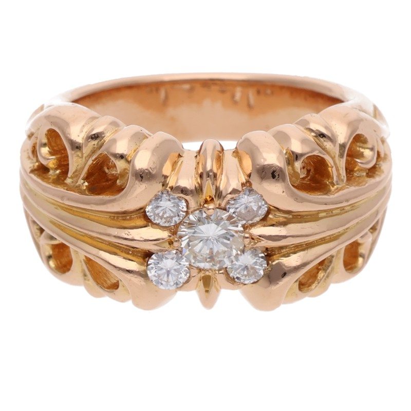 Chrome Hearts 22K 5PT Diamond Gold Ring Size JP 20.5